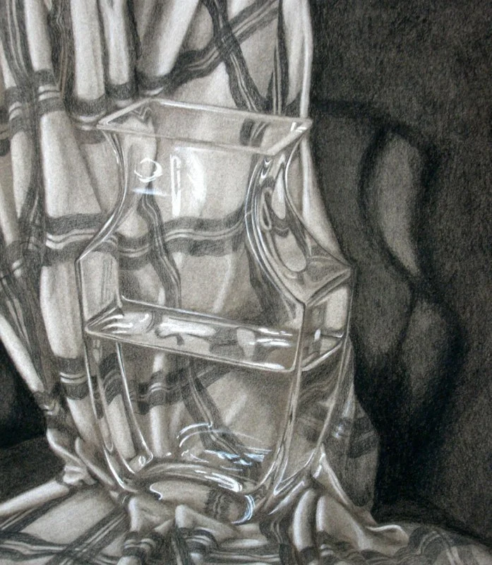 Light Through Glass - 12x14 - Charcoal and chalk on paper