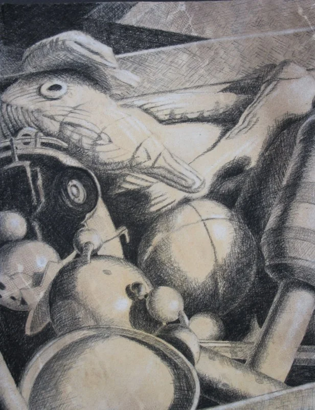 Toy Box - 12x14 - charcoal and chalk on paper
