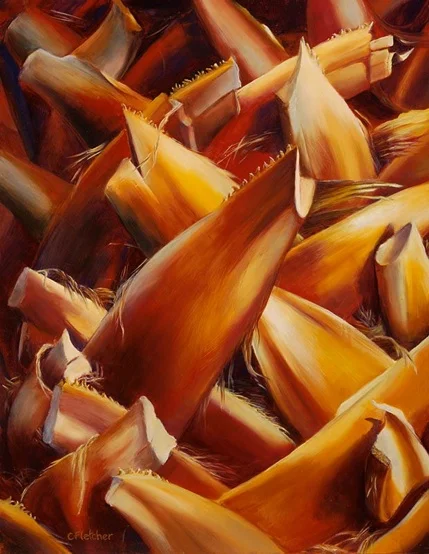 Palm Herringbone - 11x14 - Oil on Panel - $575.00