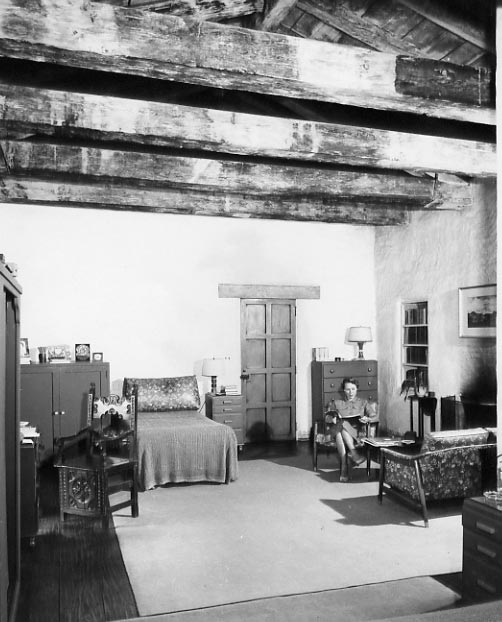  Mid 1950's Carol Connell sitting in the Mill's bedroom, today the Granary is home to the California Art Club Gallery. 