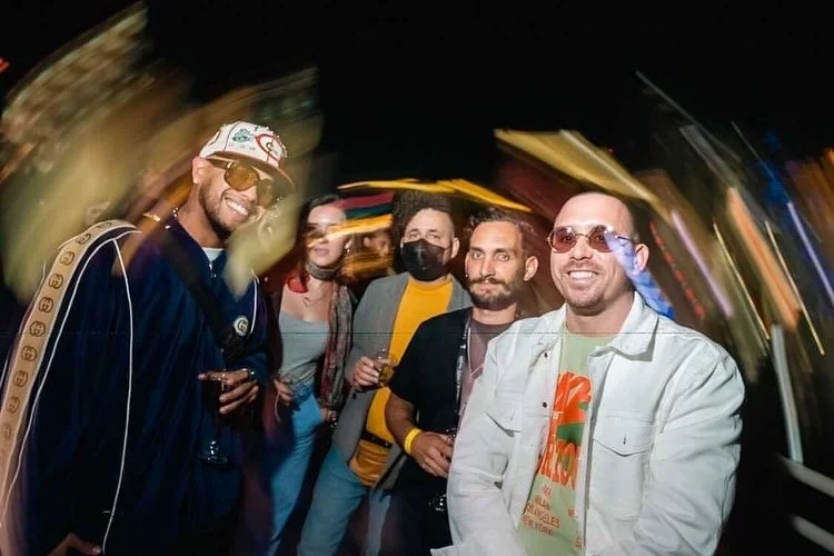 Music and entertainment lawyer Silvino Edward Diaz, of Starving Artists, alongside latin music artists Rafa Pabon and Eduardo Cabra, at Remezcla Studios in MGM Grand, Las Vegas, for Latin Grammys.