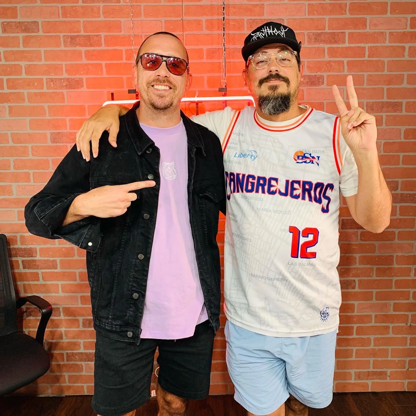 Music and entertainment lawyer Silvino Edward Diaz, of Starving Artists, alongside podcaster and comedian Chente Ydrach.