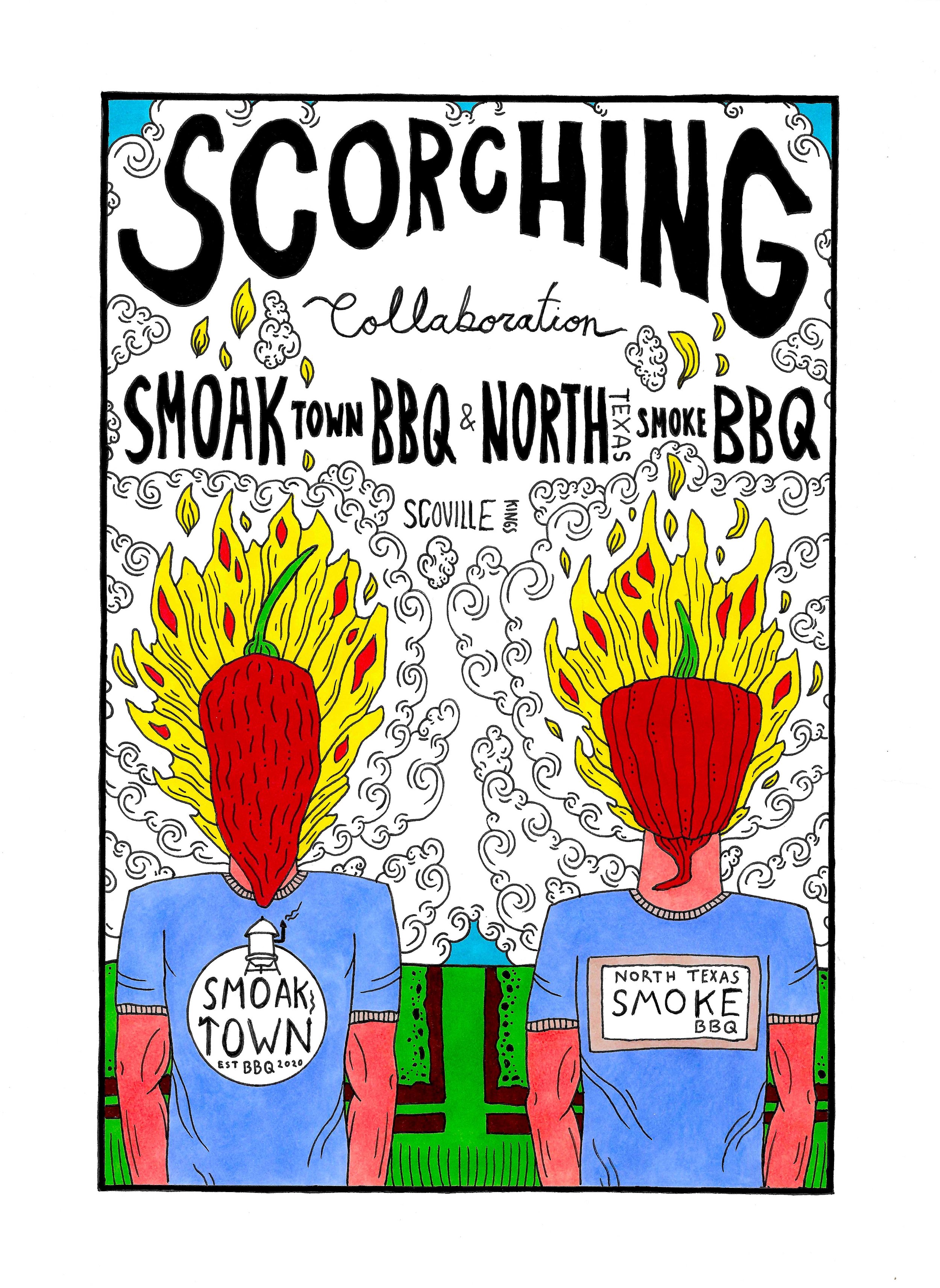 Smoak Town BBQ & North Texas Smoke BBQ "Scorching" Event Poster