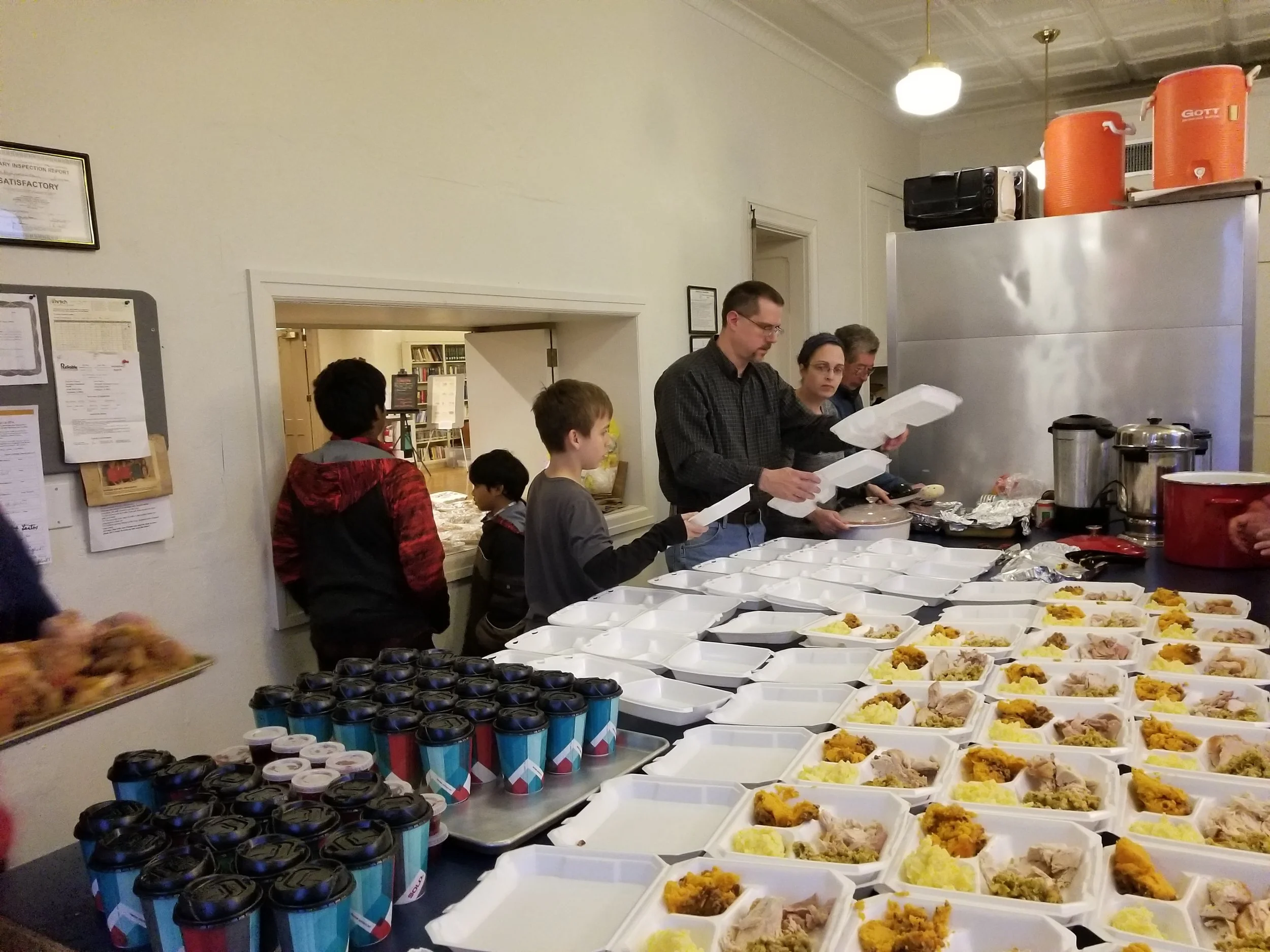 Preparing to deliver Thanksgiving dinners