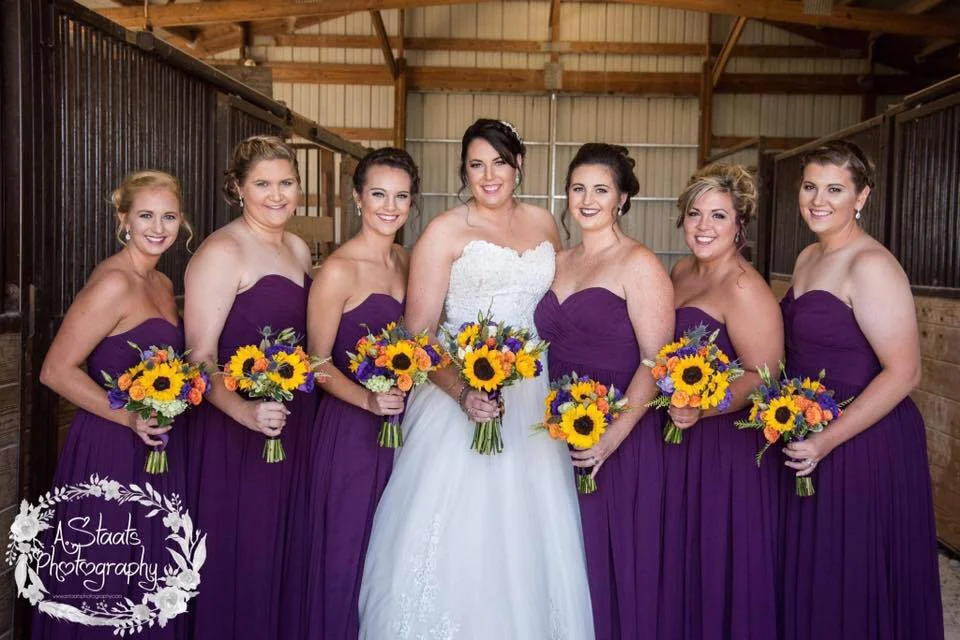 Tayler - My beautiful country bride! I got the pleasure of doing the bride & most of the wedding parties make-up. Every detail of this wedding was so pretty! I loved that the bridesmaids were okay with embracing some darker color lips (so fun!). She had the best day of fall weather to pair with the best day of her life! Photo by Staats Photography 