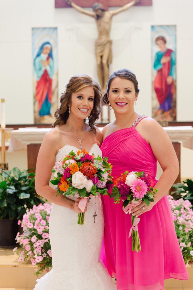 Lexie - When you see Lexie, you can't help but smile! Look at that big ole' smile - she's happy! I had the pleasure of doing make-up for both the wedding & her engagement pics! These bright pink colors were great for her June wedding. Her bridesmaids again were down for some poppin' lip colors & they just look stunning! We stuck with a more blushing nude color for the bride & some killer lashes! Photo by Kelley Photo & Design