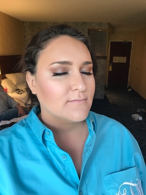 Bridesmaid #1 - look how flawless her skin looks! She just look's absolutely radiant! I did a little deeper plumy eye and used a pink highlight to brighten her face!