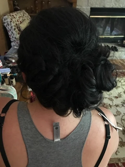 Maid of Honor: When she pulled out her phone she said "so I'm going to be a pain in the ass" Bring it on I say! I LOVED doing this swoop braid across the back and bringing everything to the side. She has SUPER thick hair so this style worked really well for her! Just so elegant and pretty!