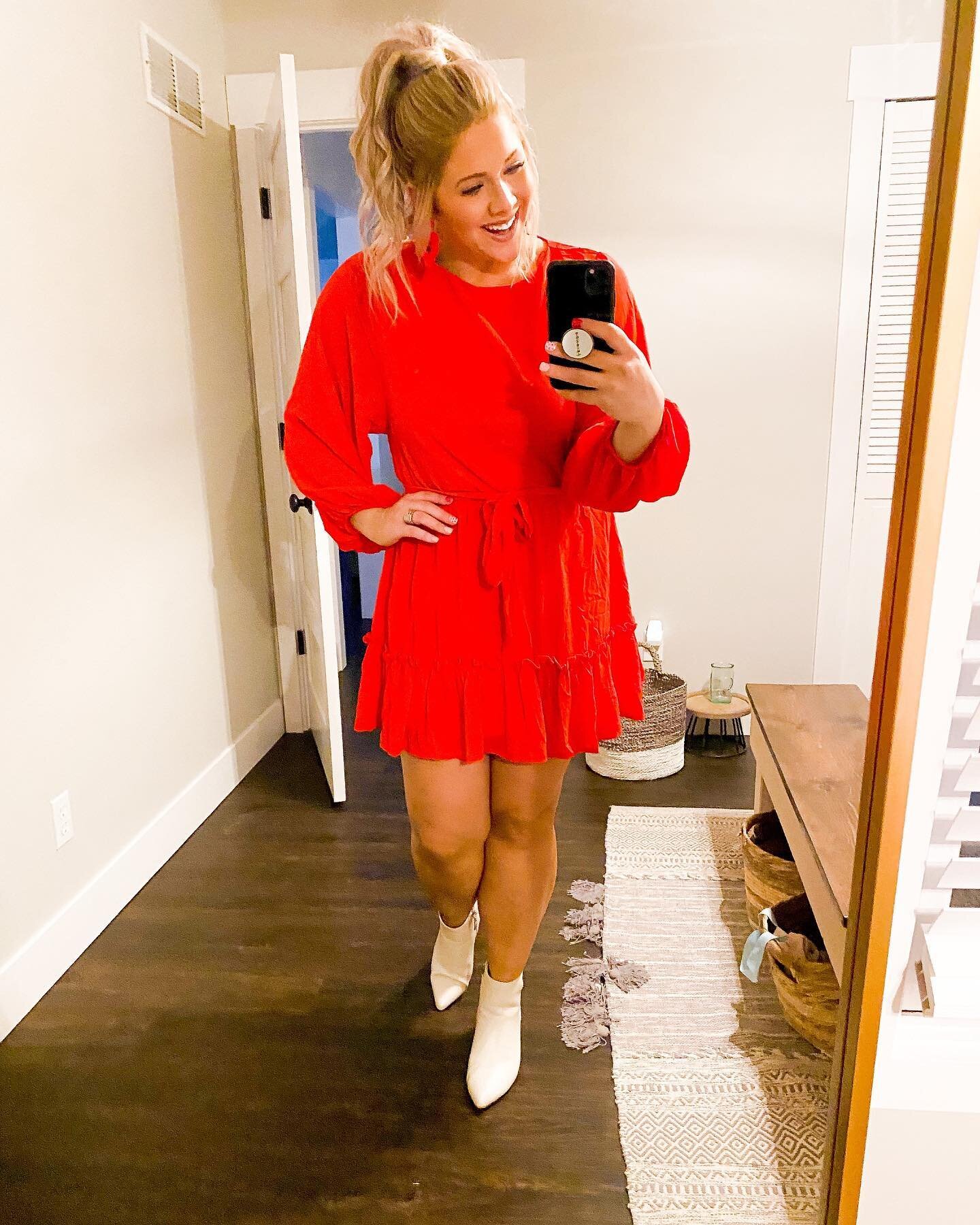 My happy place is right beside you ❤️ oh &amp; a good outfit day. 😍😉 this valentines, I hope you&rsquo;re remembering to bring LOVE to yourself all day, everyday! // dress is a $20 TJ maxx find 2 years ago, earrings are $9 clearance &bull; &bull; &