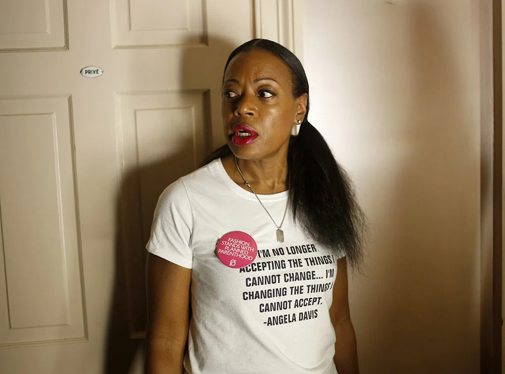 Designer Tracey Reese is among those during this year’s New York Fashion Week who donned a pin in support of Planned Parenthood. The Public School Fashion collection is just one show that chose to speak out against current politics via their design. (Seth Wenig/AP Photo)