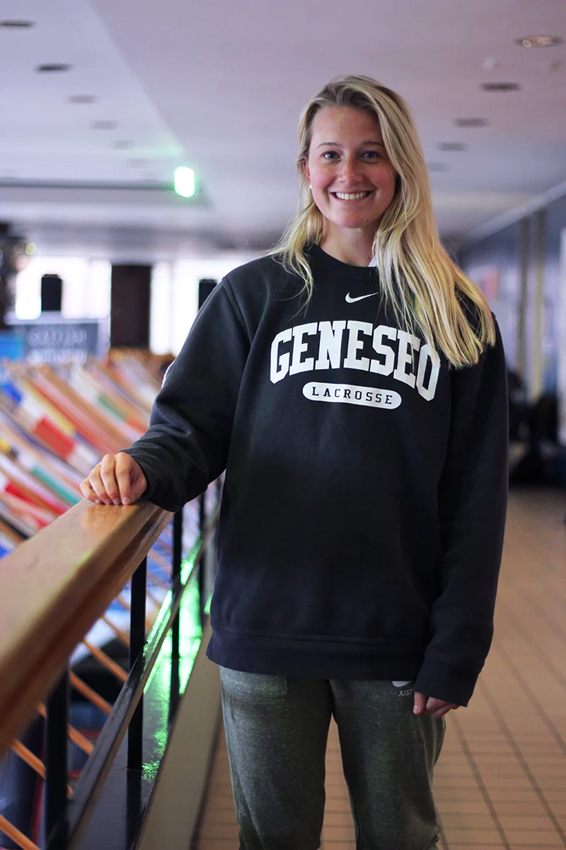 Junior forward Hannah Millich brings both skill and positivity to the Geneseo women’s lacrosse program. After she graduates, Millich hopes to bring her positive attitude into the classroom as a special education teacher. (Ash Dean/Photo Editor)