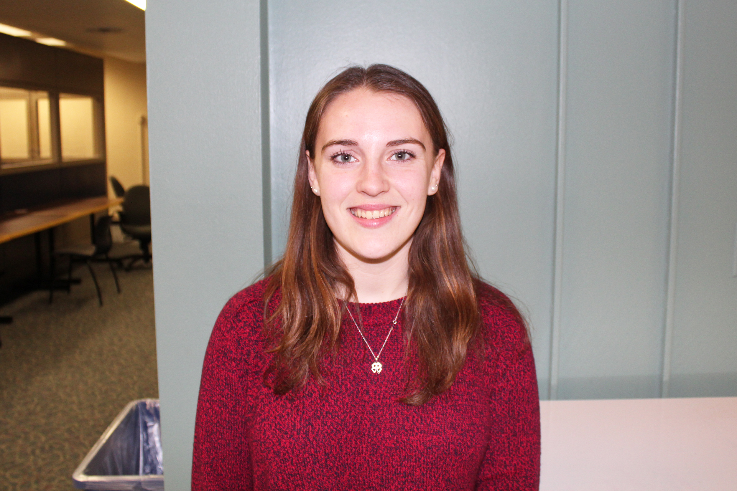 Mary-Margaret Dwyer is a communication major sophomore who is running to be the SA Director of Public Relations. She is one of three candidates. (Malachy Dempsey/Managing editor)