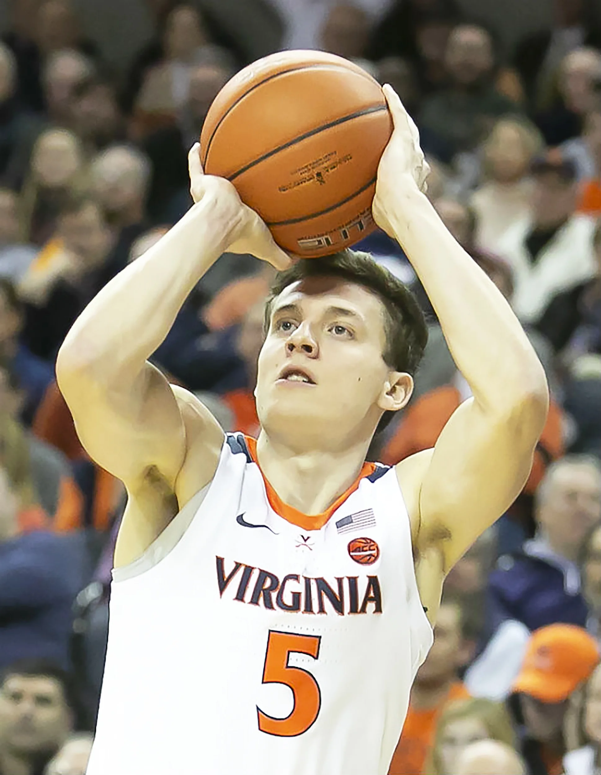 Junior guard Kyle Guy (pictured above) attempts a jump shot against the University of North Carolina on Feb. 11. Guy was named the Final Four’s most outstanding player on Monday April 8 (courtesy of Creative Commons).