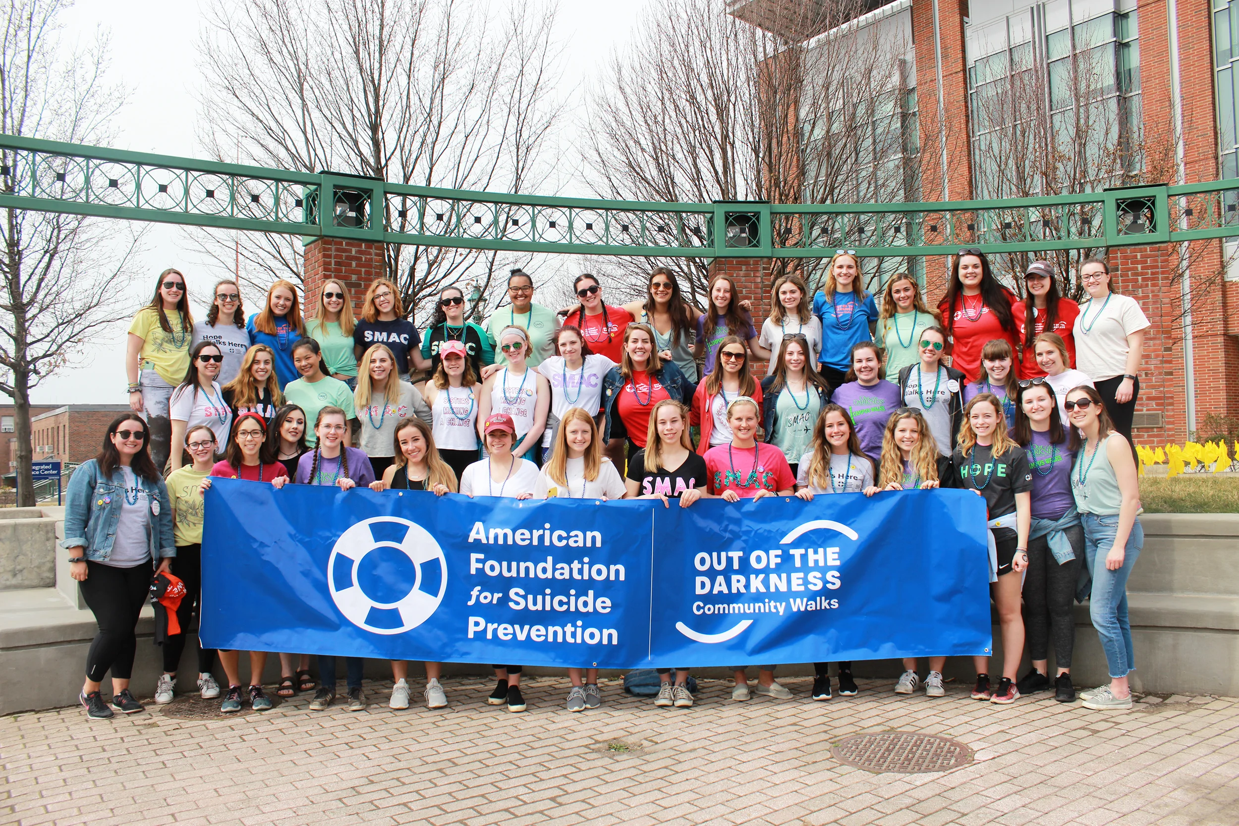 The Geneseo community came together to participate in SMAC’s annual “Out of the Darkness” walk on Sunday April 7 to raise both proceeds and awareness to support a great cause. Students, faculty and community members walked two miles around Geneseo’s campus and more than $10,000 was raised for suicide awareness (courtesy of Hunter Siegel-Cook).