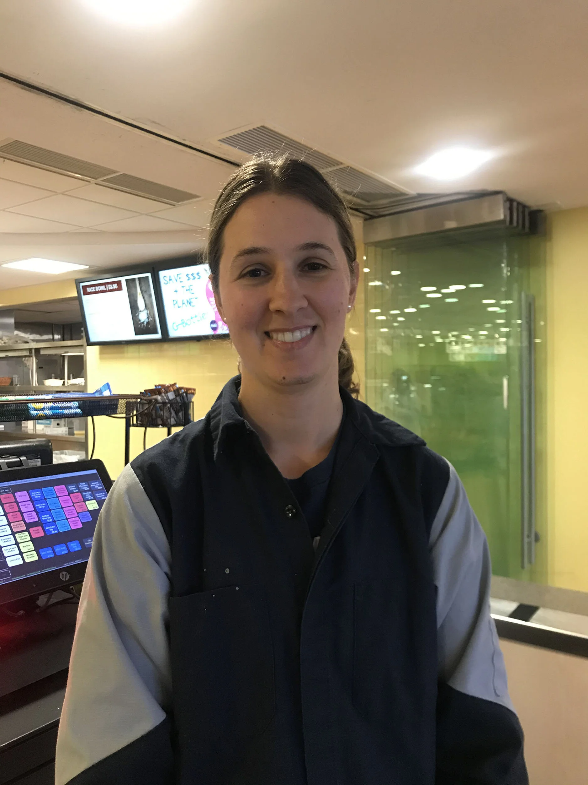 Denna Steltzer is a CAS employee who has worked at Geneseo for five years. She has various skills as an employee, as she is tasked with being a cashier and stocking food (Leila Sassouni/knights’ life editor).