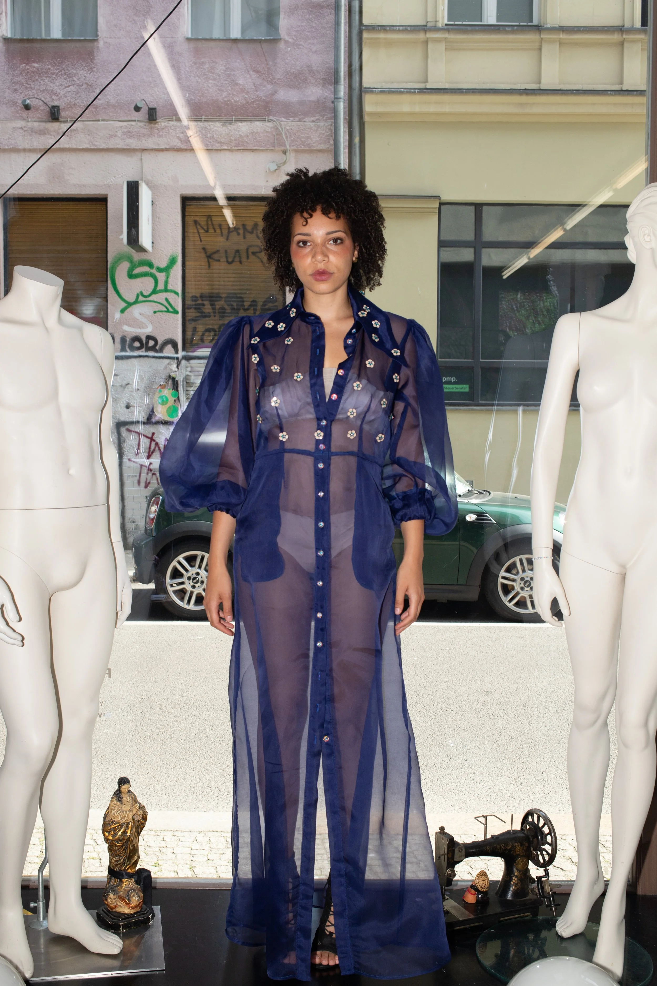 Organza Flower Shirt Dress – One of a Kind