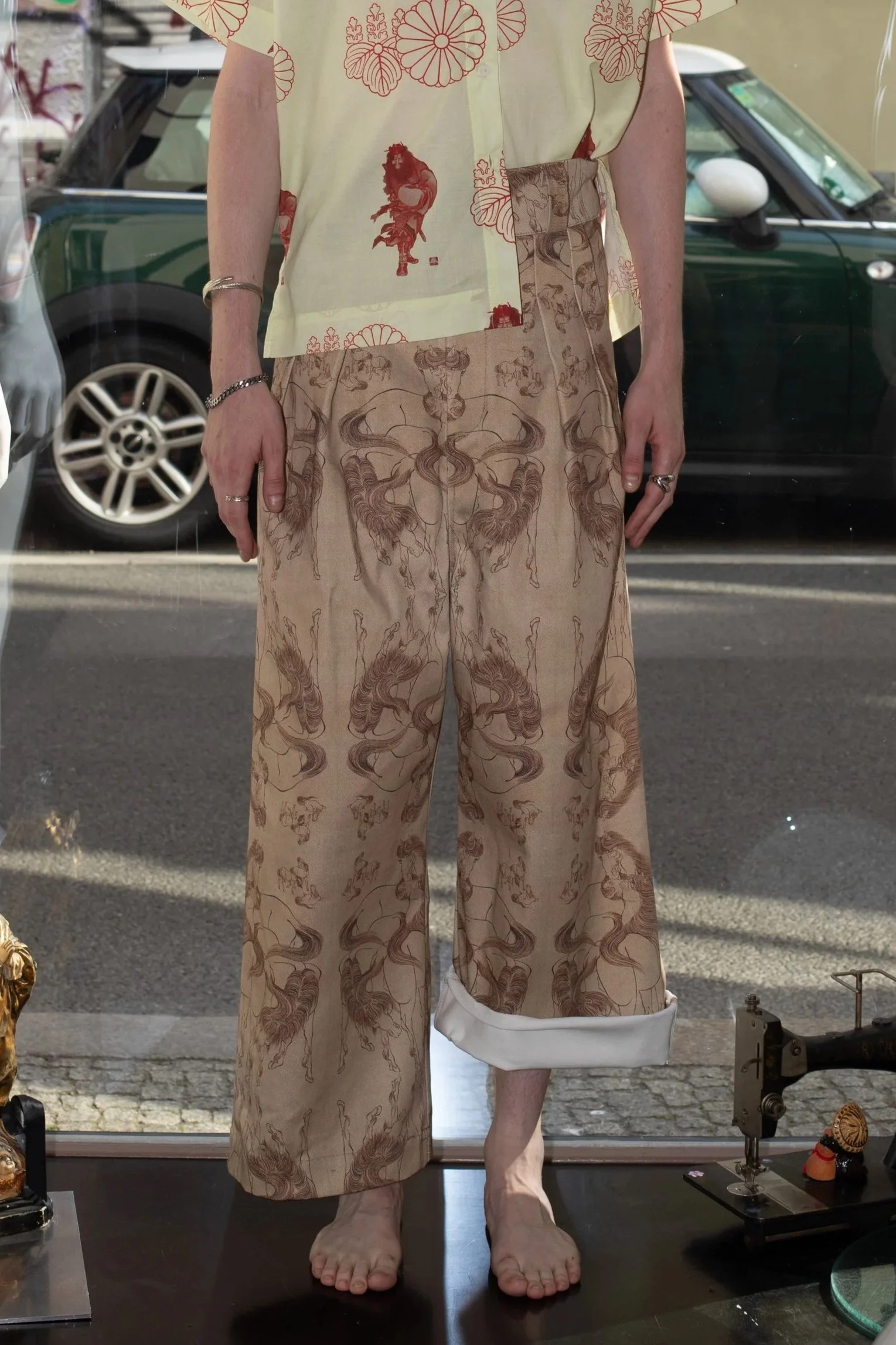 Wide Leg Drop Crotch Pants Horses