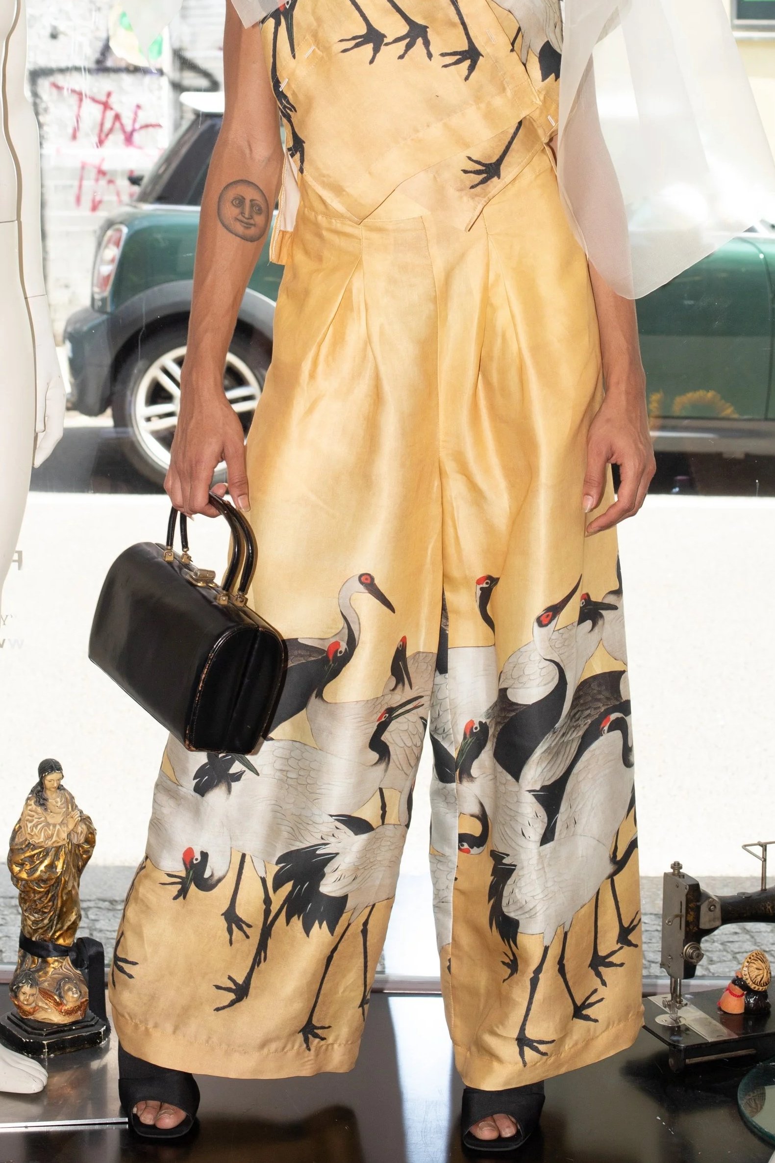 Japanese Cranes Wide-Leg Trousers