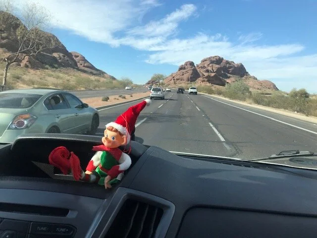 Kim brought along a good luck charm as we drive through the desert!