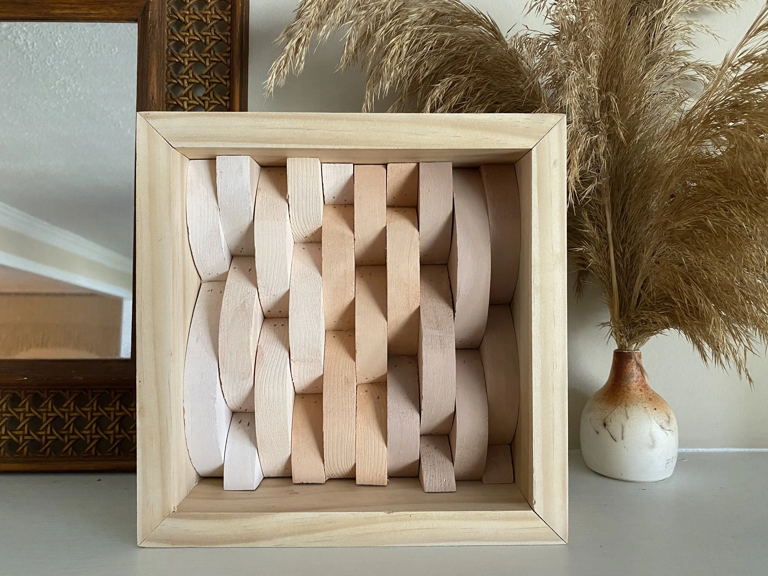 Pink Ombre Framed Wood Half Moons 2