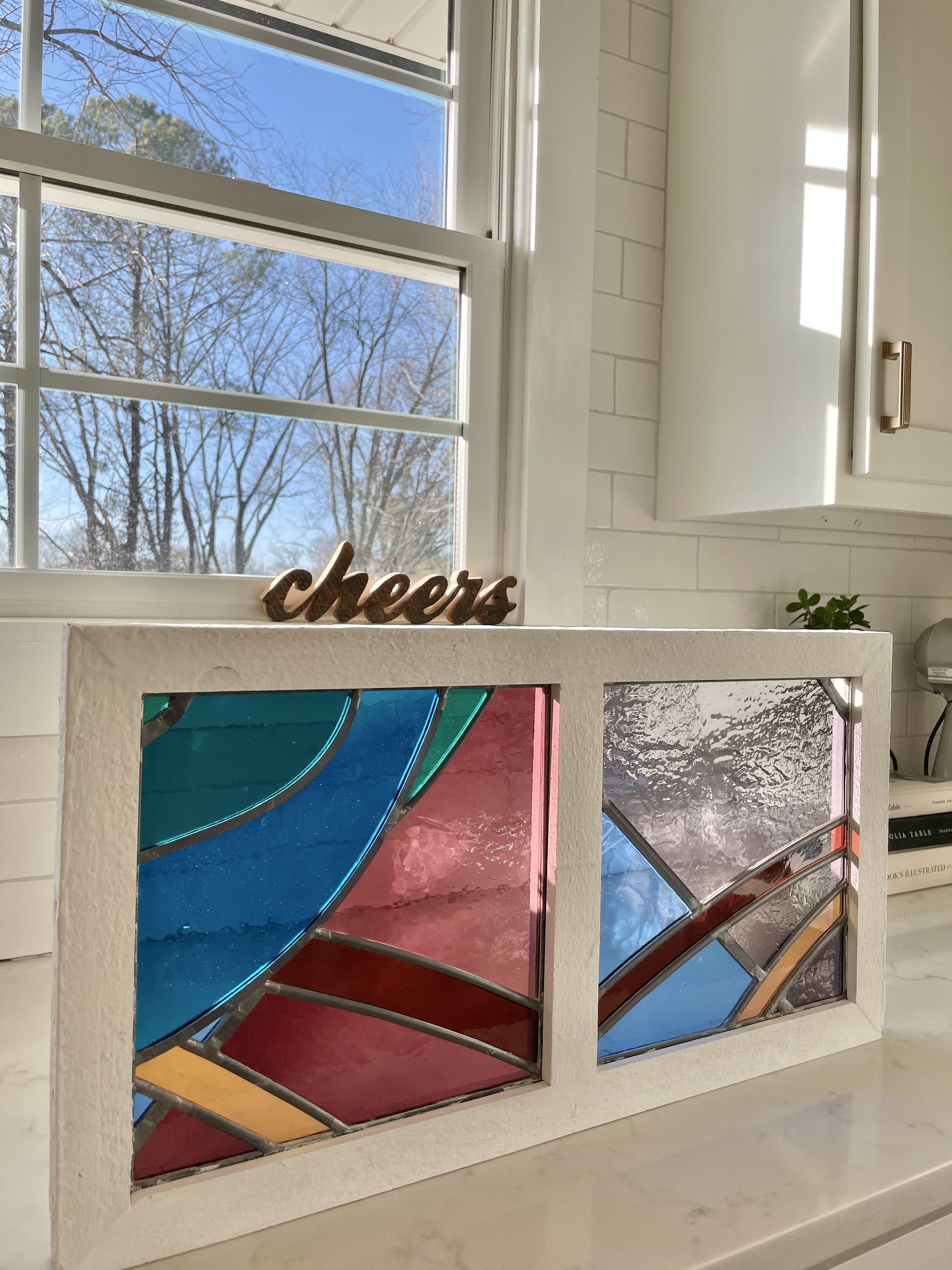 Framed Heirloom Stained Glass Pieces