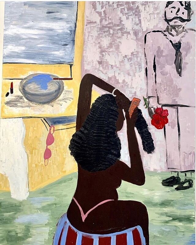 Hi! Putting some beauty on the page. &ldquo;Nude Maria combing her hair&rdquo; 48x72 acrylic on canvas by @cas_amandaa 🌹 go follow her and also read about some of her favorite things in @thevioletbook 💐 last thing before I go&mdash;if you&rsquo;re 