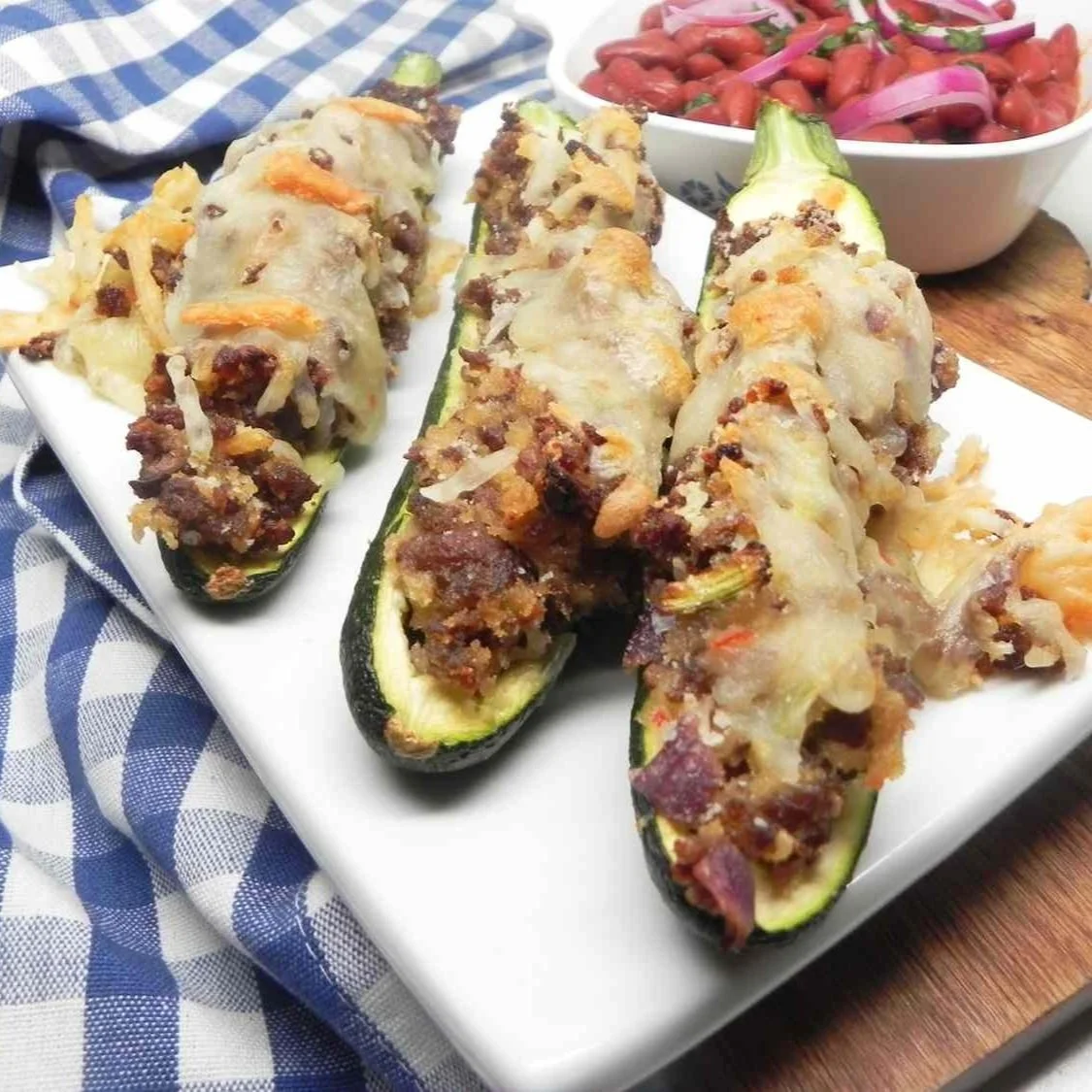 Sausage and Gruyere Stuffed Zucchini Boats