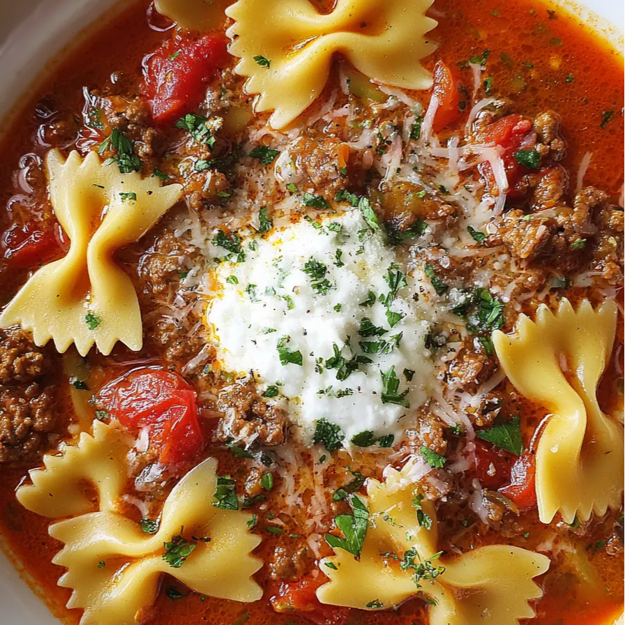Bow Tie Lasagna Soup
