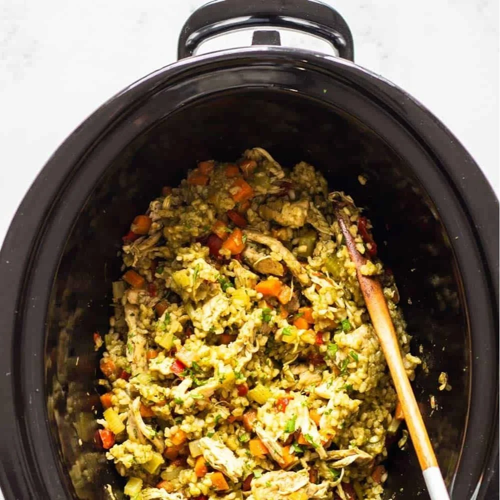 NEW Healthy Crock Pot Chicken and Rice