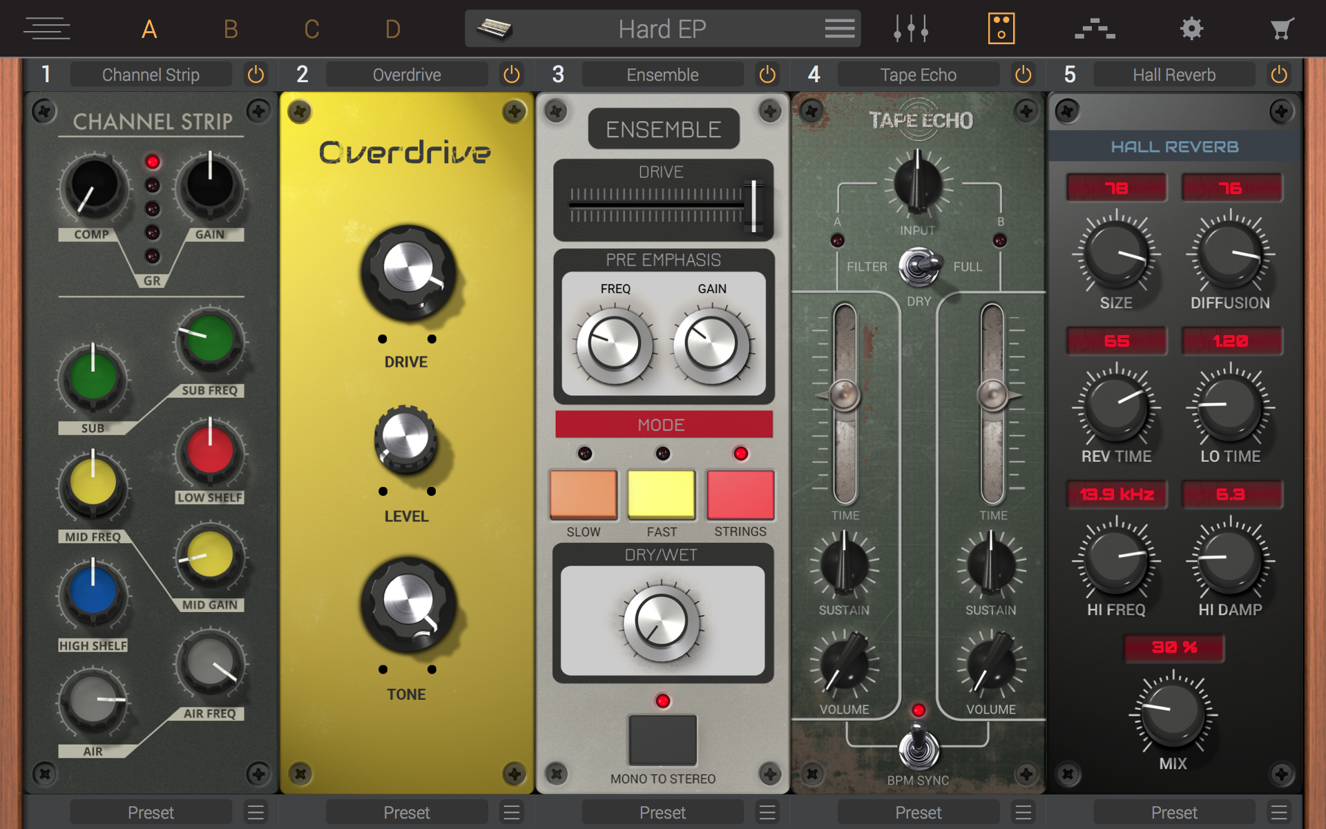 Effektdelen med en hel del lånat från Amplitube.