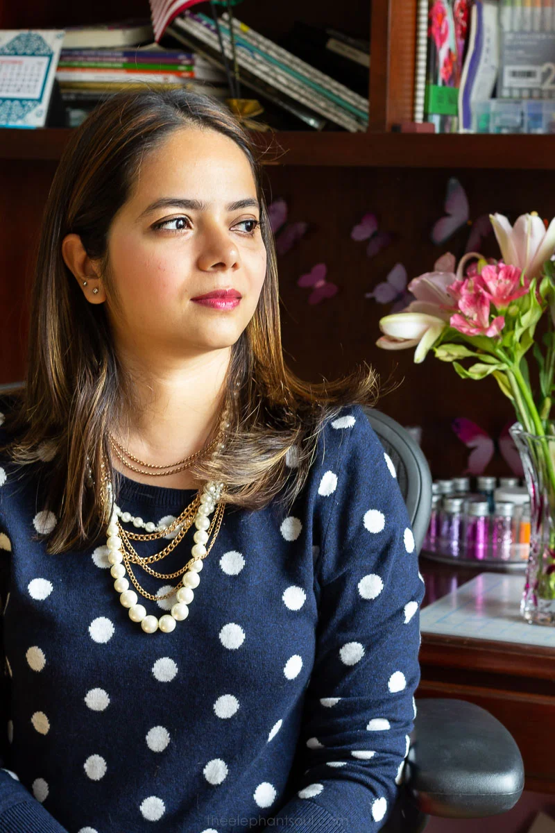 Nausheen shares her story at her studio in Amman, Jordan.