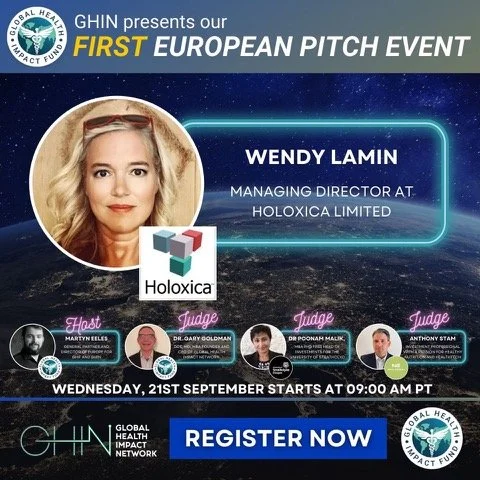 Holoxica pitching at the 1st European Pitch Event of the Global Health Impact Fund