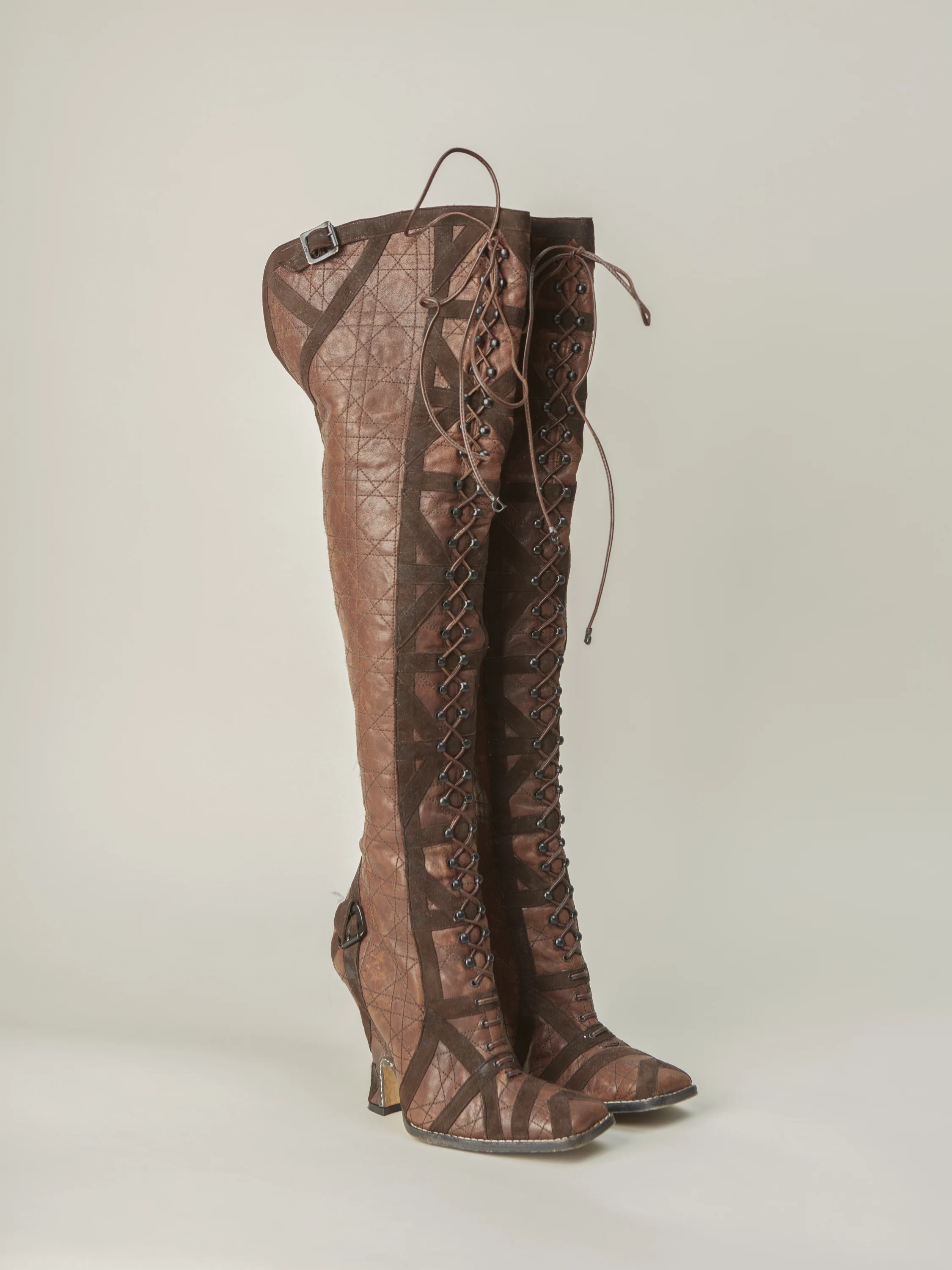 Christian Dior Brown Leather Thigh High Boots