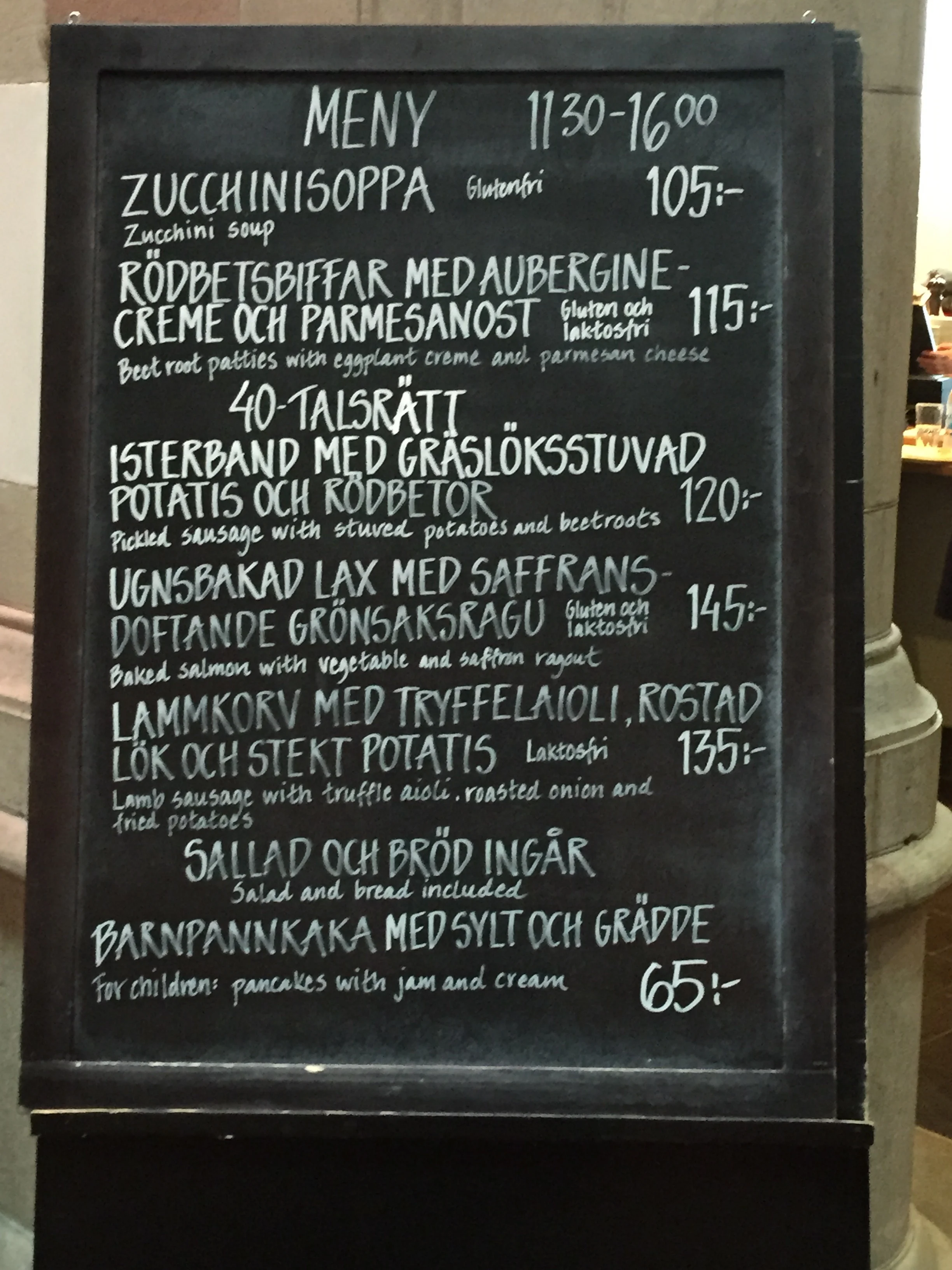 daily menu blackboard
