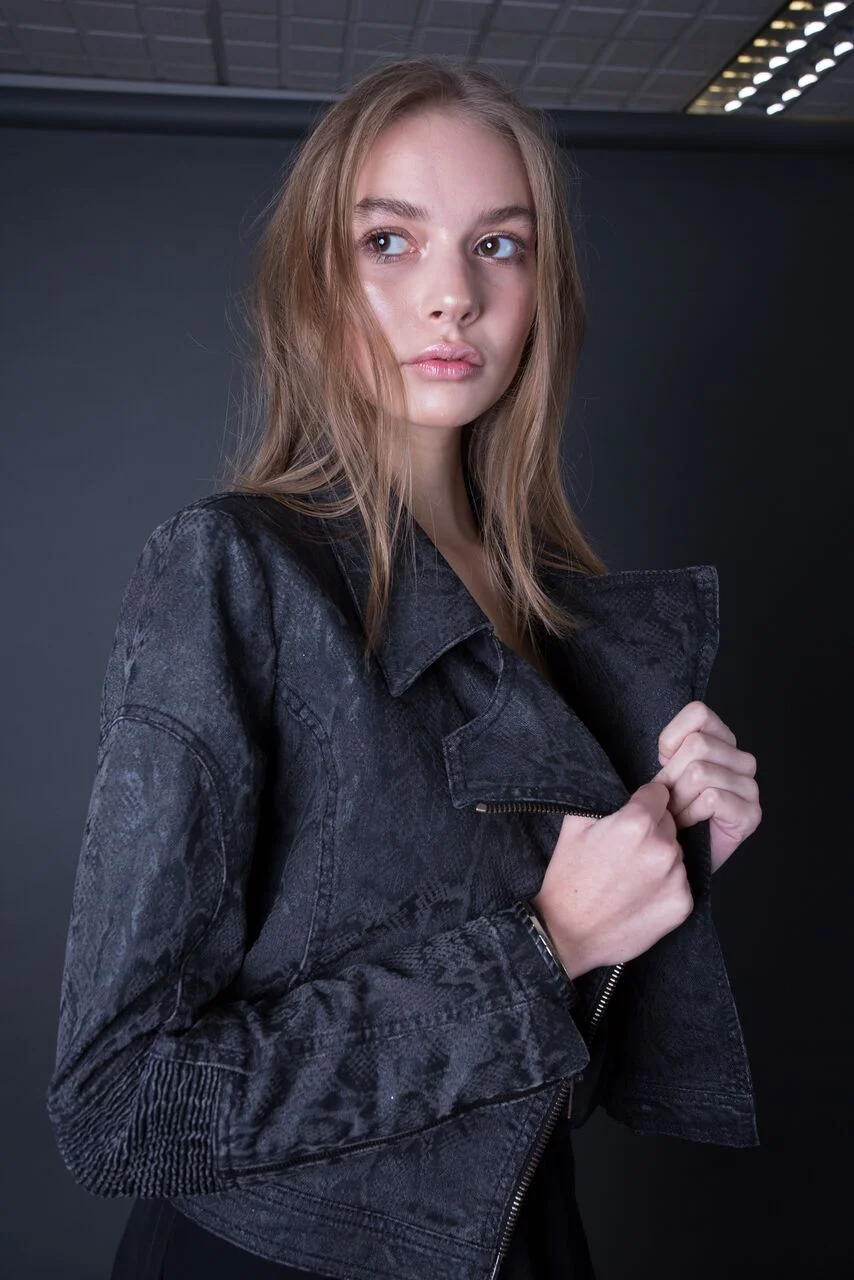 Stella McCartney Python Cropped Denim Jacket