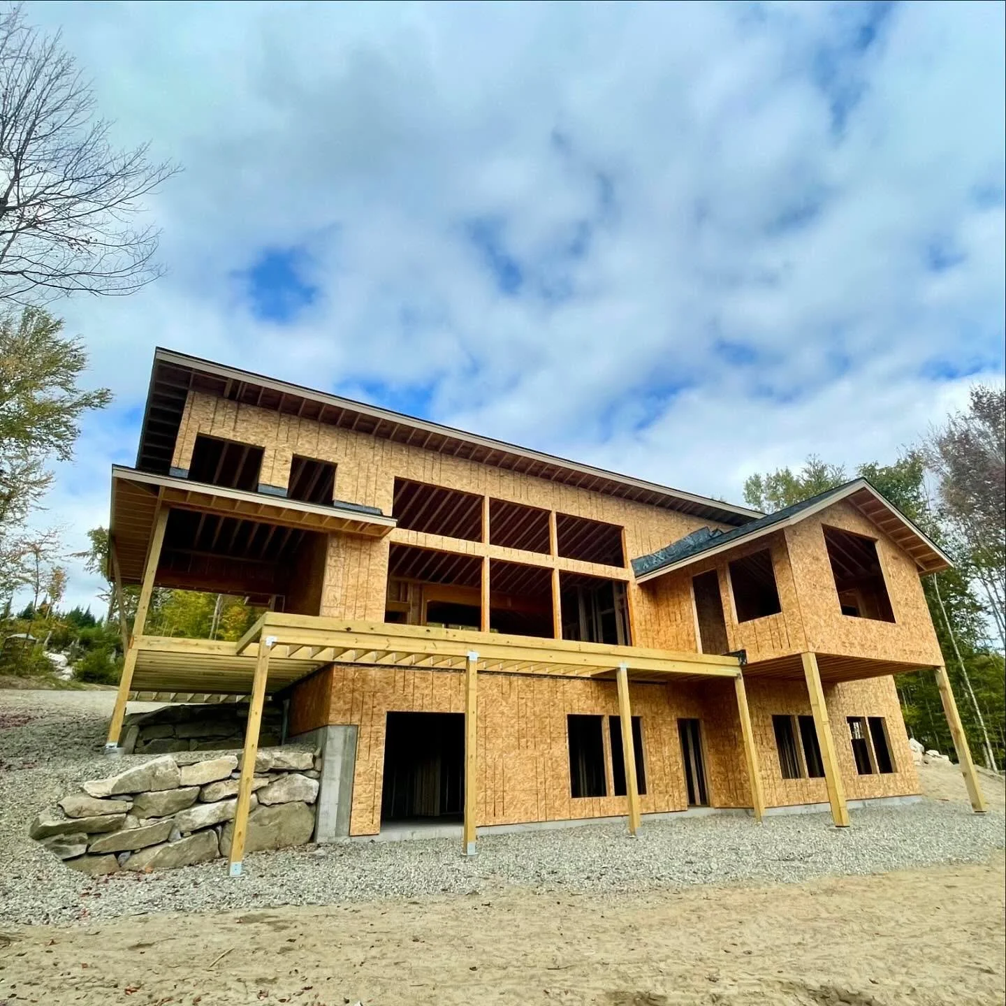 Now -> Then pics of our current custom home build. Windows up next in this contemporary beauty! 
.
.
#customhome #mountainhome #mountainliving  #franconianotch #lawtonco #lawtoncompany