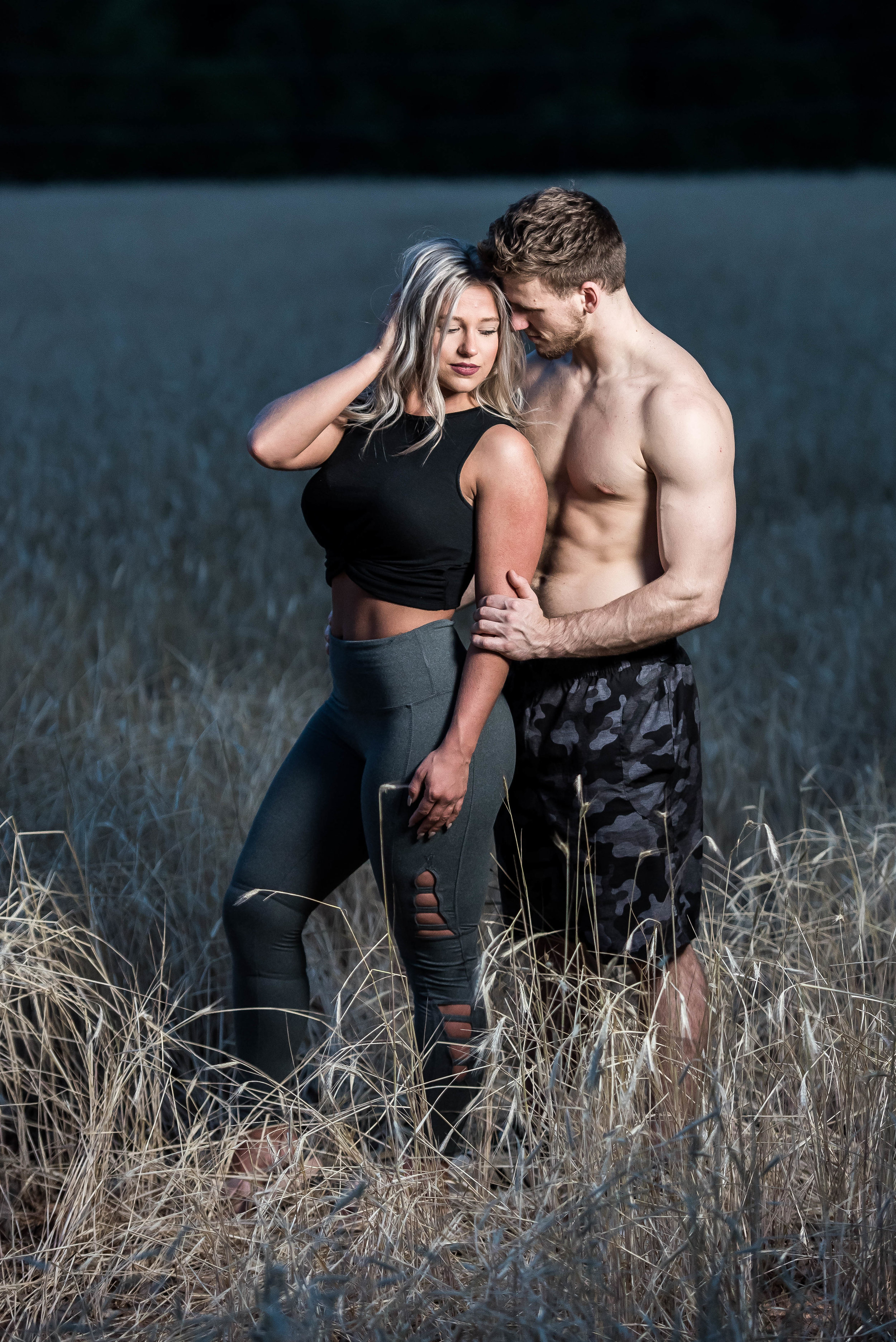 Couple Session - Fitness Couples - Tall Grass Field - Engagement Portrait Ideas - Engagement Session Ideas - Couple Session Ideas - Spring Picture Ideas-23.jpg