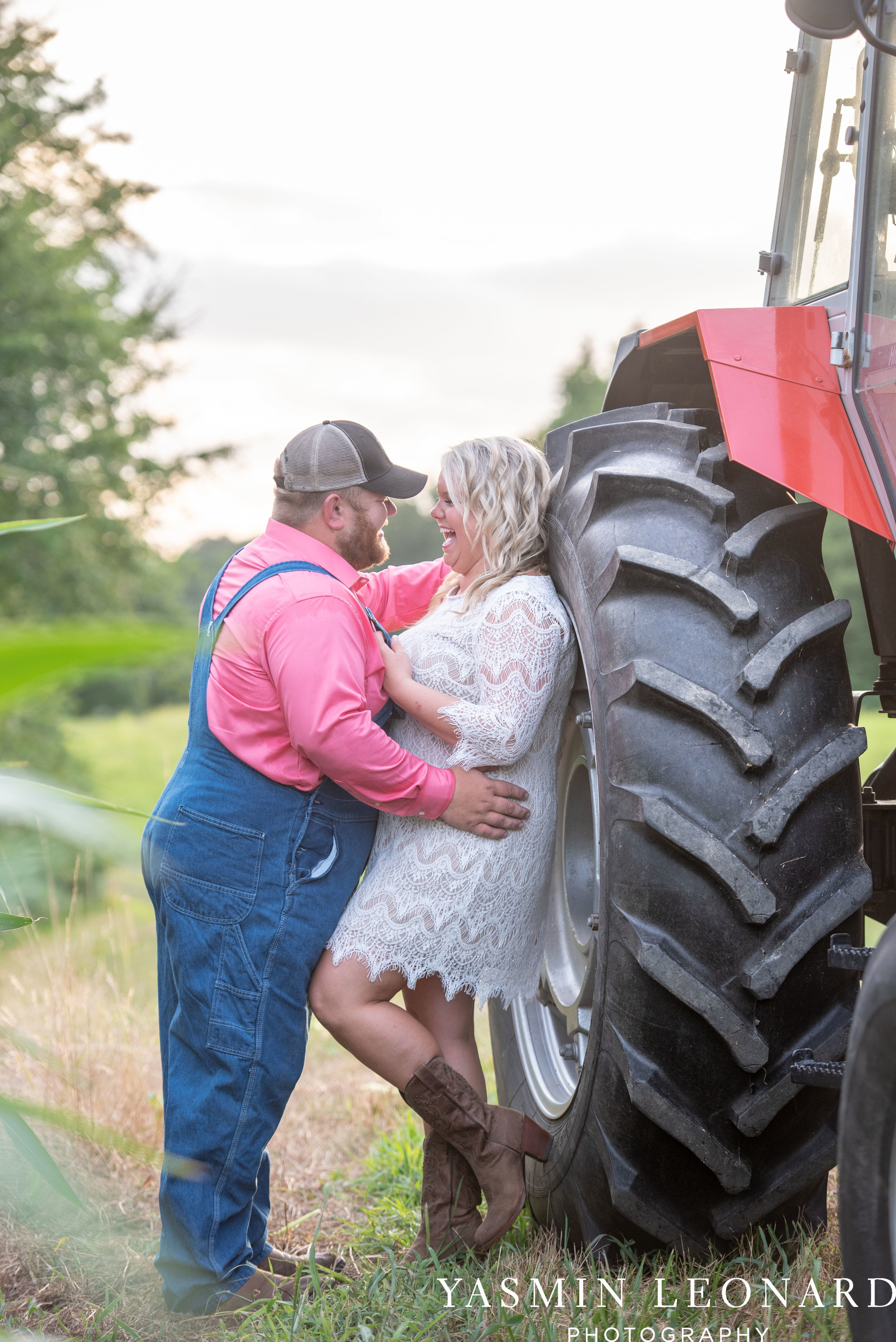 NC Engaged - Wallburg Engagement - Country Engagement Session - Barn Engagement Session - Outdoor Engagement Session - Farmer Engagement Session - Engagement Session with Overalls and Boots-15.jpg