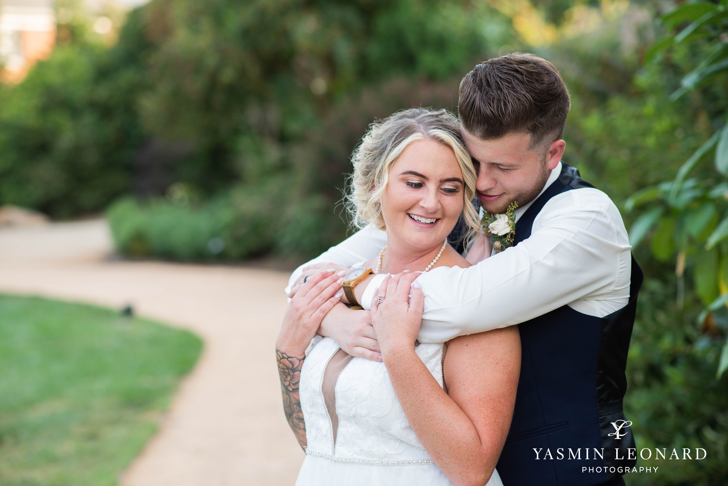 Kernersville Botanical Garden Wedding - NC Wedding - Rose Gold and Navy Wedding - Bridal Party Gifts - Brides with Tattoos - High Point Wedding PHotographer -39.jpg