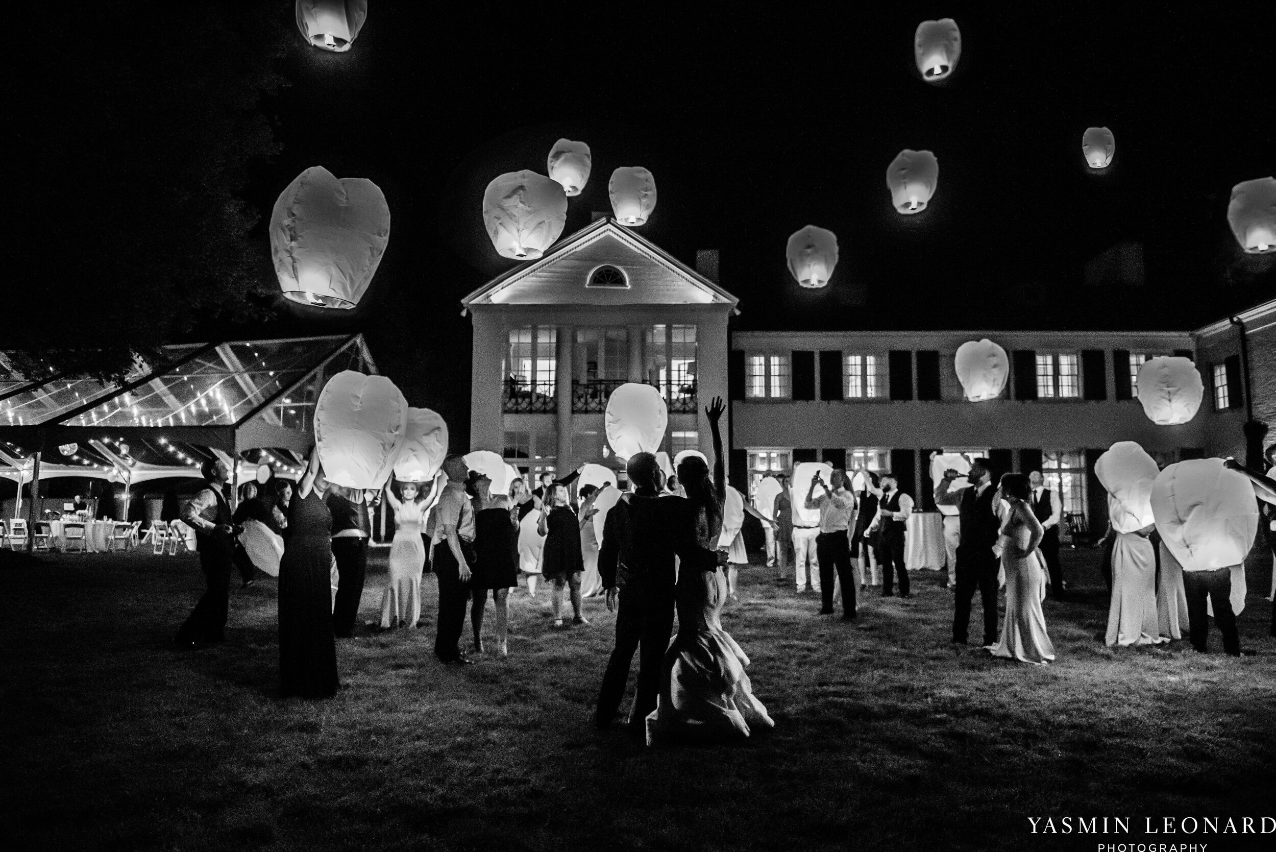 Boxwood Estate - Boxwood Estate Wedding - Luxury Wedding - Black and White Wedding - NC Wedding Venues - NC Weddings - NC Photographer - Lantern Release Grand Exit - Large Wedding Party - Yasmin Leonard Photography-94.jpg