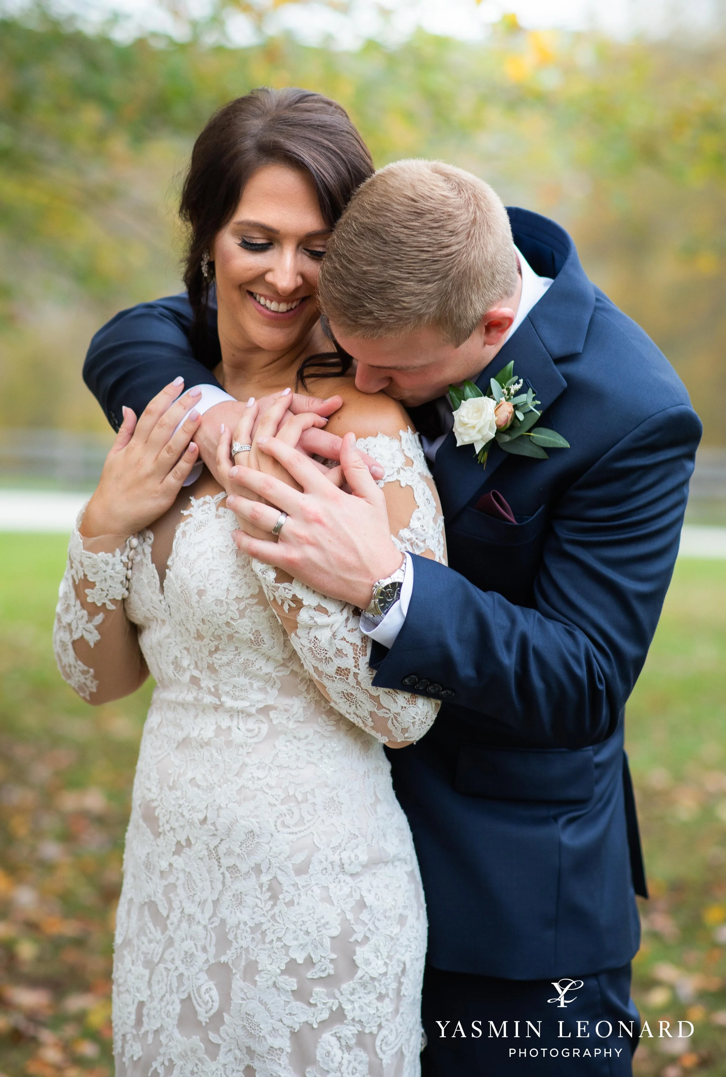 Rosa Lee Manor Wedding - Pilot Mountain - Fall Wedding Colors - Bridal Party Colors for Fall - Bride and Groom Posing Ideas - Unique Bridal Dresses - Wedding Dress with Sleeves - High Point Wedding - Yasmin Leonard Photography-39.jpg