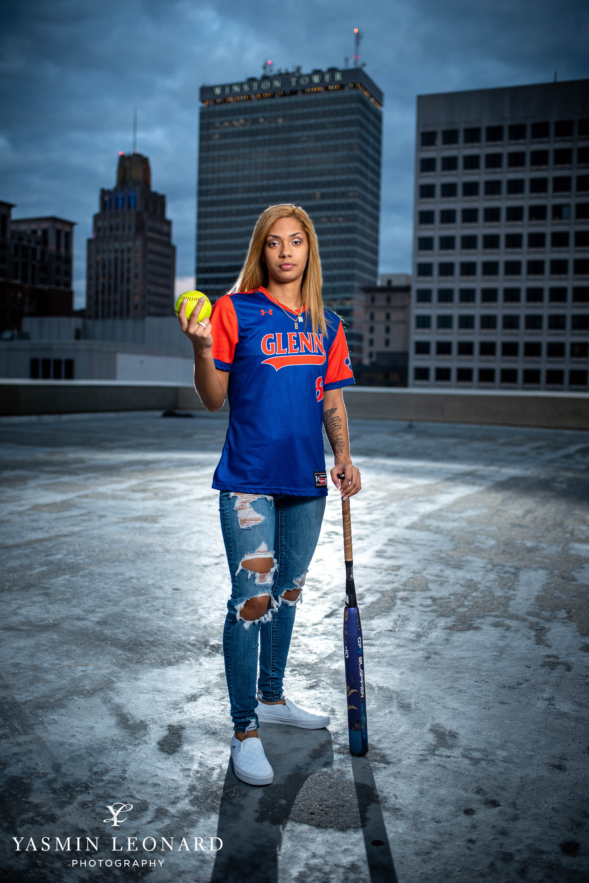 Glenn High School - Downtown Winston Salem Senior Portraits - Cap and Gown Senior Portraits - Softball Senior Pictures - Cheer Senior Poses - High Point Senior Photographer - Winston Salem Photographer - Yasmin Leonard Photography-5.jpg