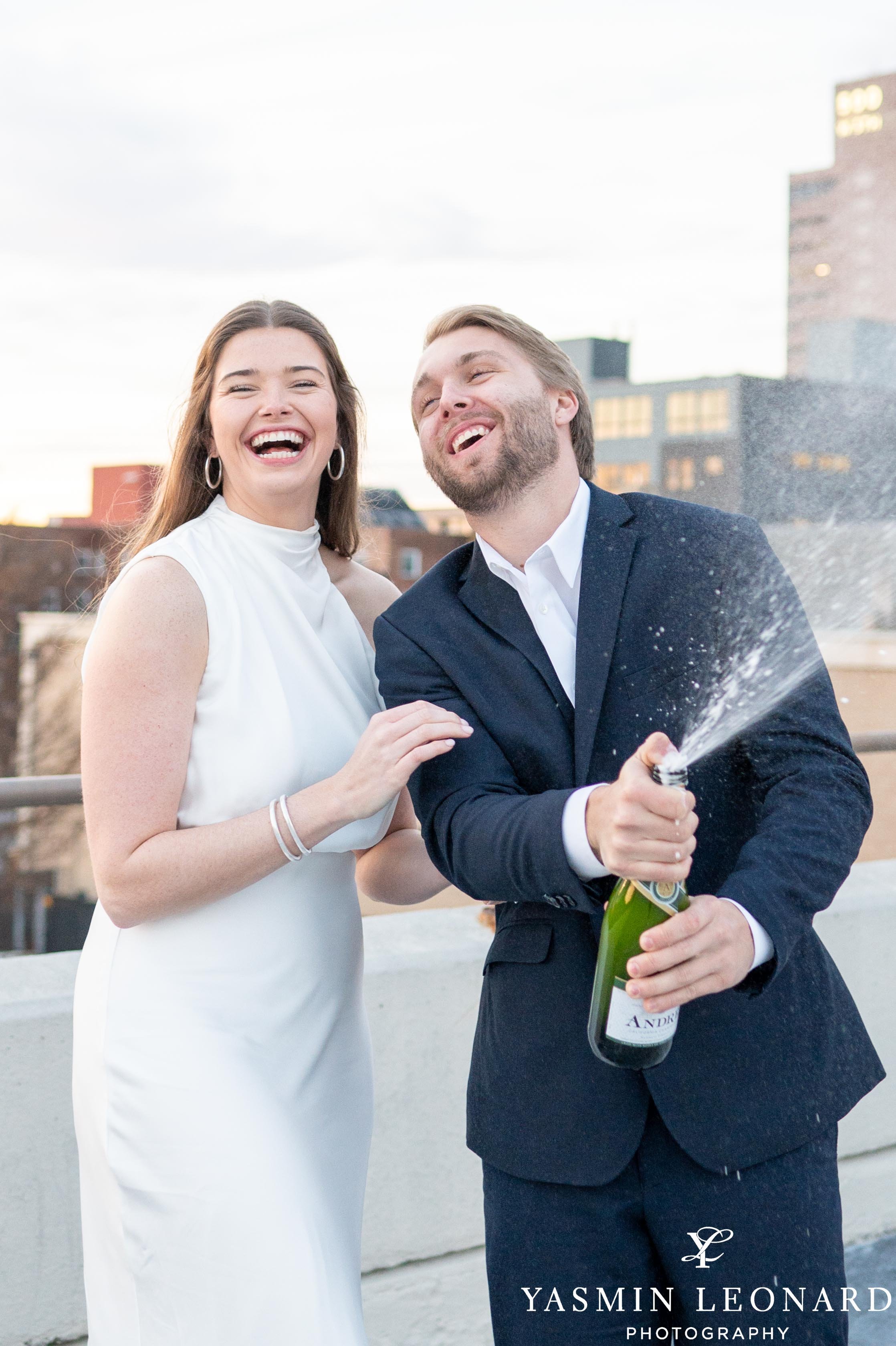 Champagne Engagement Shoot - Downtown Winston Salem Photo Shoot - Bailey Park Photo Session - Winston Salem Photographer - Photographers Near Me Winston Salem - Yasmin Leonard Photography-5.jpg