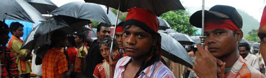 Protesters of the proposed POSCO steel works in Odisha province, India.