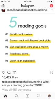 Inspired by Reesesbookclubxhellosunshine - Our Reading Goals for 2018