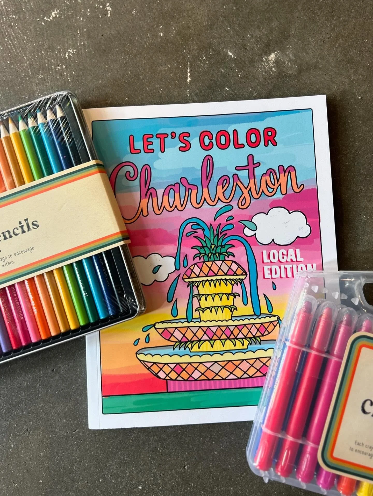 Need a fun activity to escape the heat? Come pick up our Charleston coloring book made by local artist @the_plus_o ⭐️🌸🐚 #localart #smallbuisness #charlestonsc #cuteshop