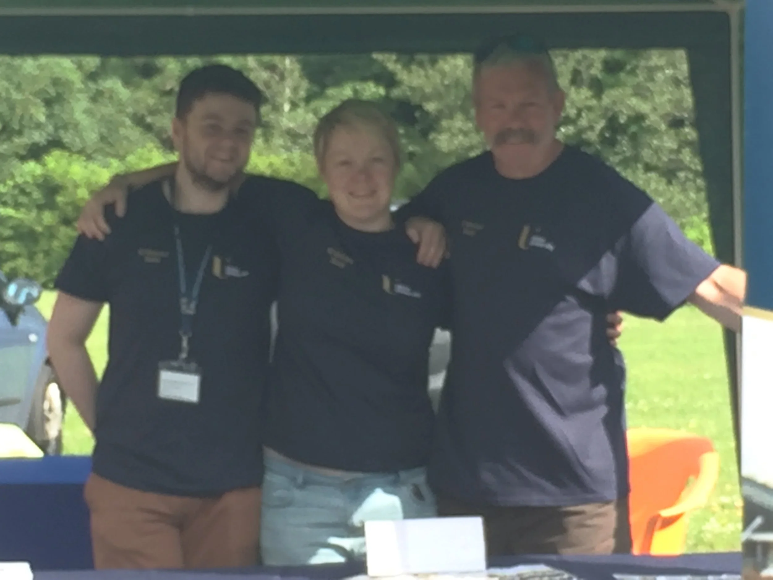 L-R: Mr Martin Robinson, Dr Emma Walker, and Peter Baillie (UDR/RI Aftercare Service) photographed at Armed Forces Day, Antrim.