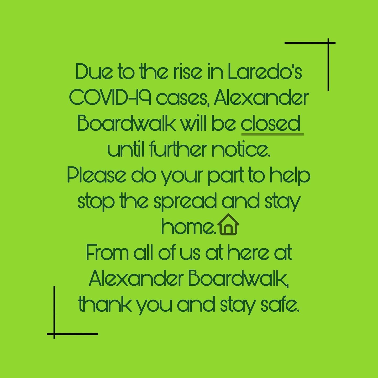 We want to do our part and help stop the spread of COVID-19. Doing so, Alexander Boardwalk will be closed until further notice. We ask that you do your part to help stop the spread and stay home.🏠 Stay up to date, and follow us to know more about ou