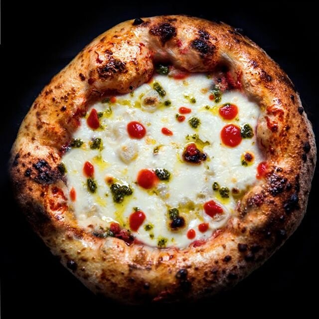 The latest addition to our menu is the &quot;Bianca&quot;, for the extra cheese lover, with fiordilatte, San Marzano tomatoes reduction and basil emulsion.⁠⠀
⁠⠀
Our puffy dough is the perfect canvas for these toppings.⁠⠀
Our unique dough develops ove