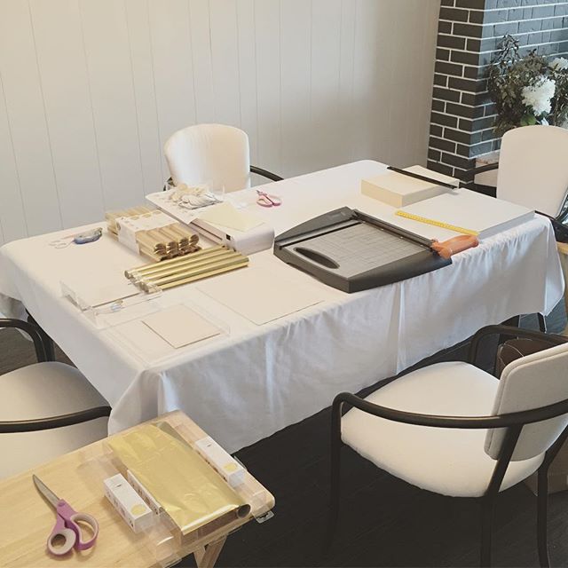 All set up for my bridal invitation workshop this weekend. A unique experience for my brides to-be to see the details that goes into creating their wedding invitations 💕